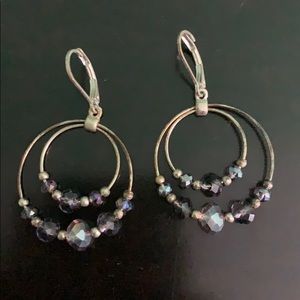 Purple Beaded Hoop Earrings
